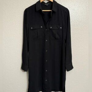 James Perse Los Angeles Black Button-Up Shirt Dress